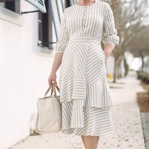 Dainty Jewells Sidewalk Sorbet Dress size med NWT brown stripe with pockets